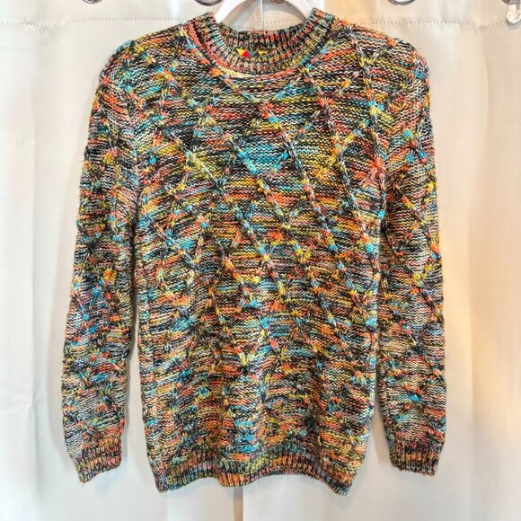Vtg Y2K Womens Sweater Small Retro Hipster Colorful Indie Maximalist 19111 - Picture 1 of 5
